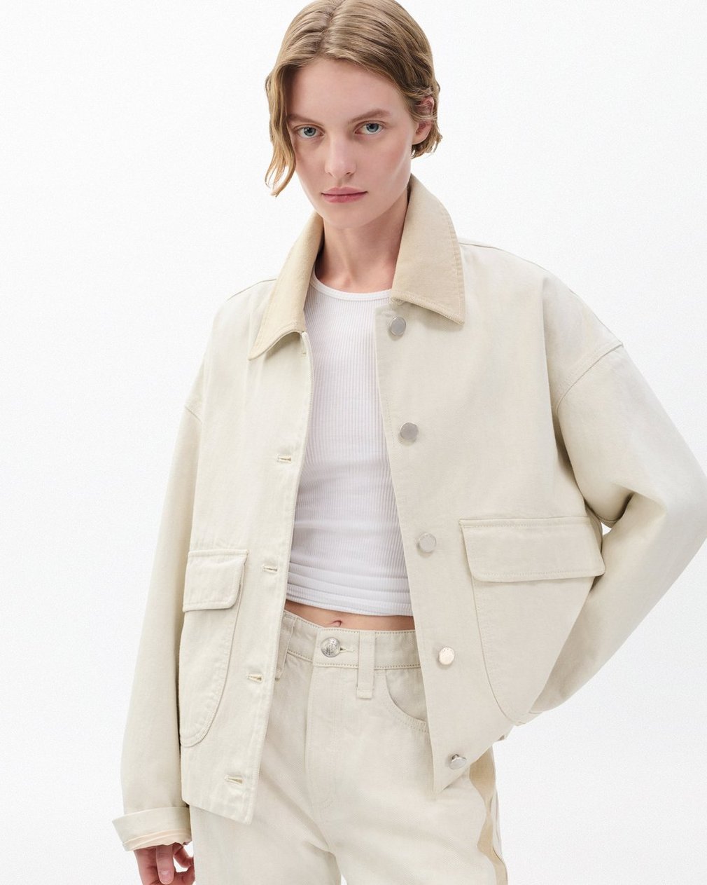Natalia Denim Jacket Two Tone Stone