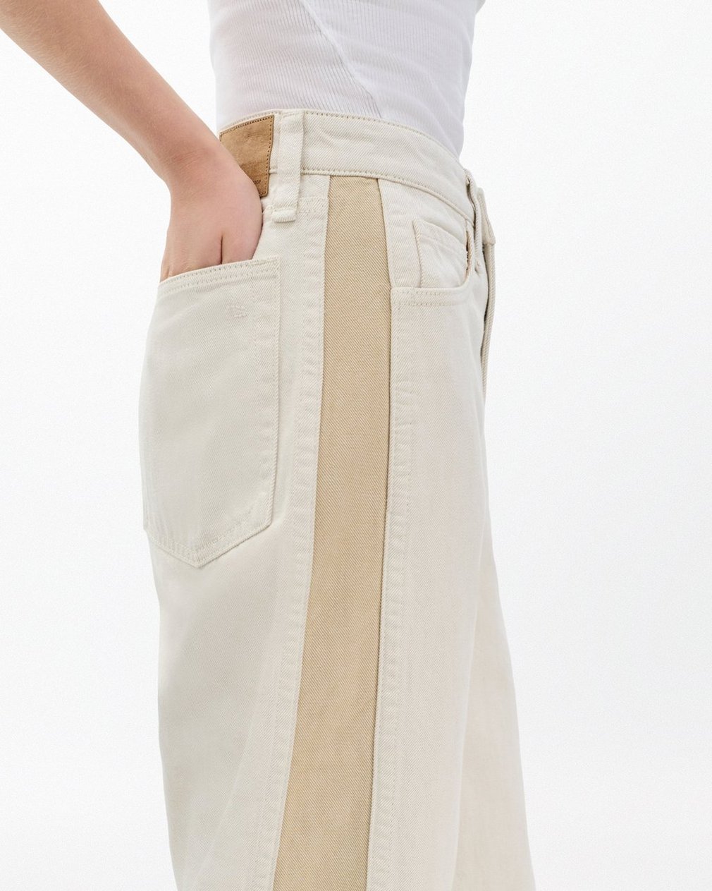 Logan Spliced Wide-Leg Jeans Two Tone Stone - Image 5
