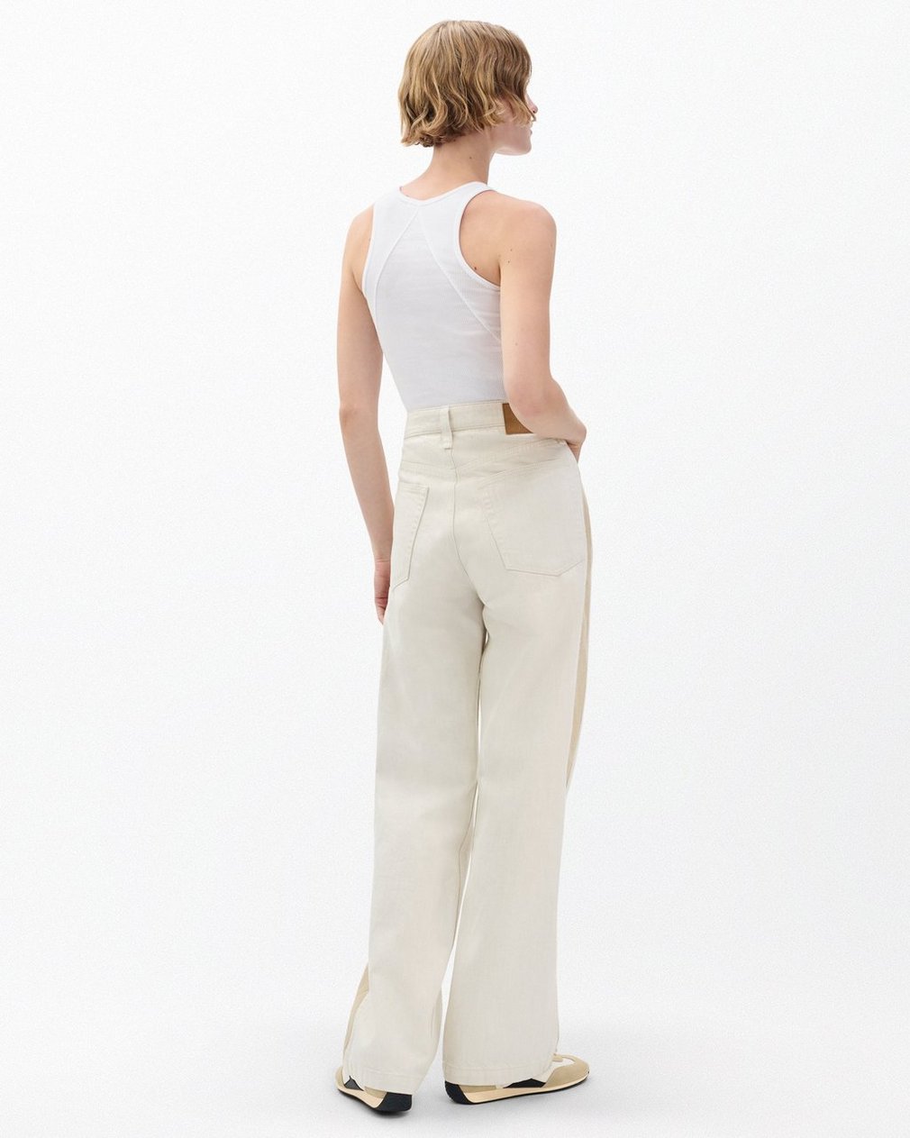 Logan Spliced Wide-Leg Jeans Two Tone Stone - Image 6