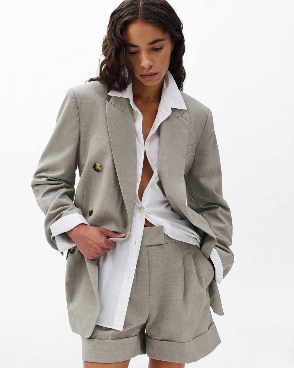 Virginia Italian Stretch Wool Blazer Light Taupe - Image 5