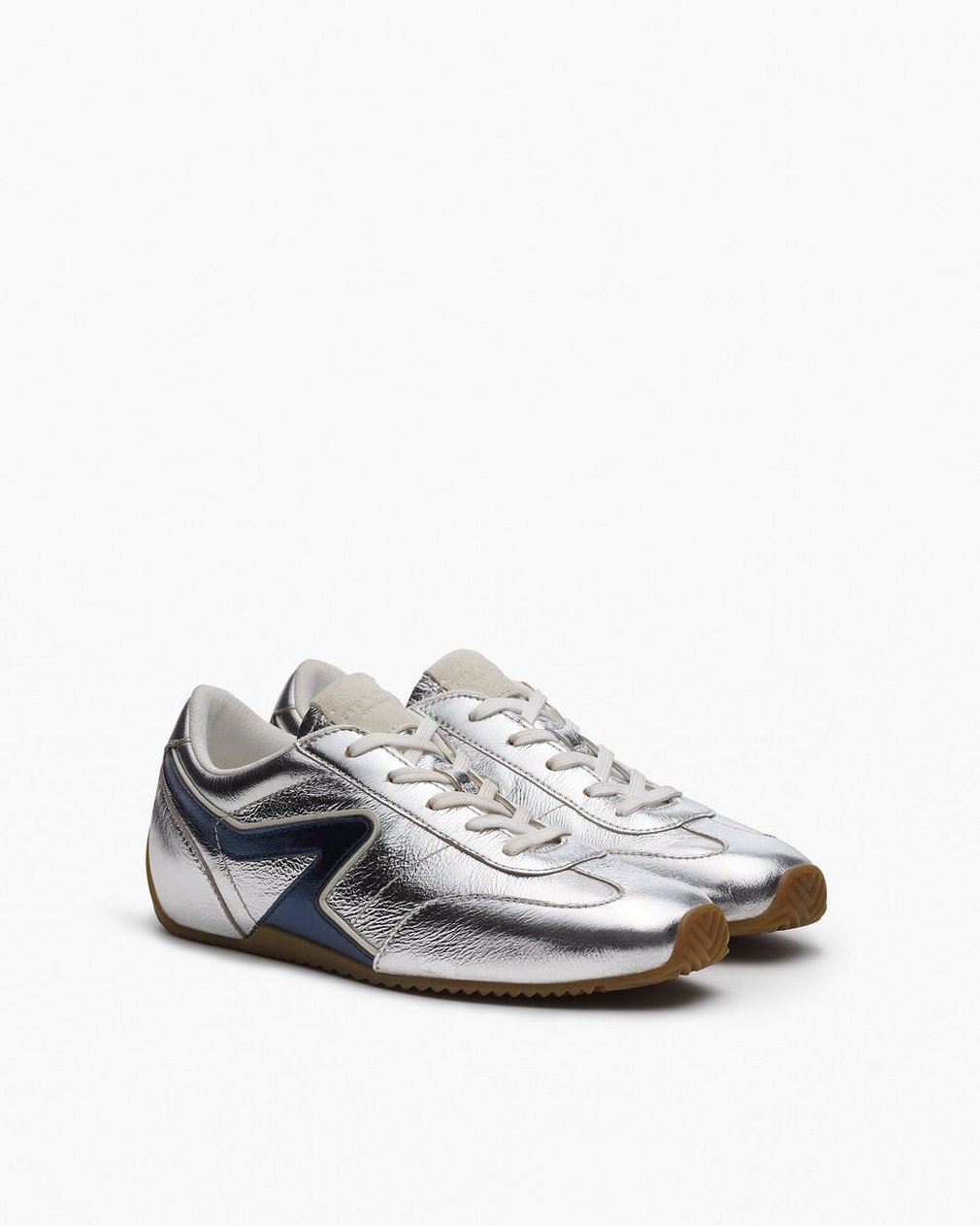 Ultra Slim Retro Runner Sneakers Silver Navy - Image 3