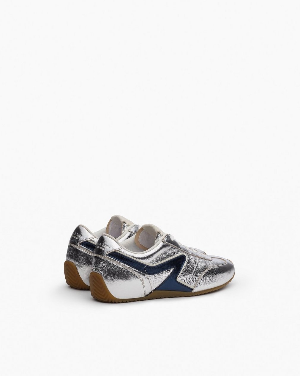 Ultra Slim Retro Runner Sneakers Silver Navy - Image 4