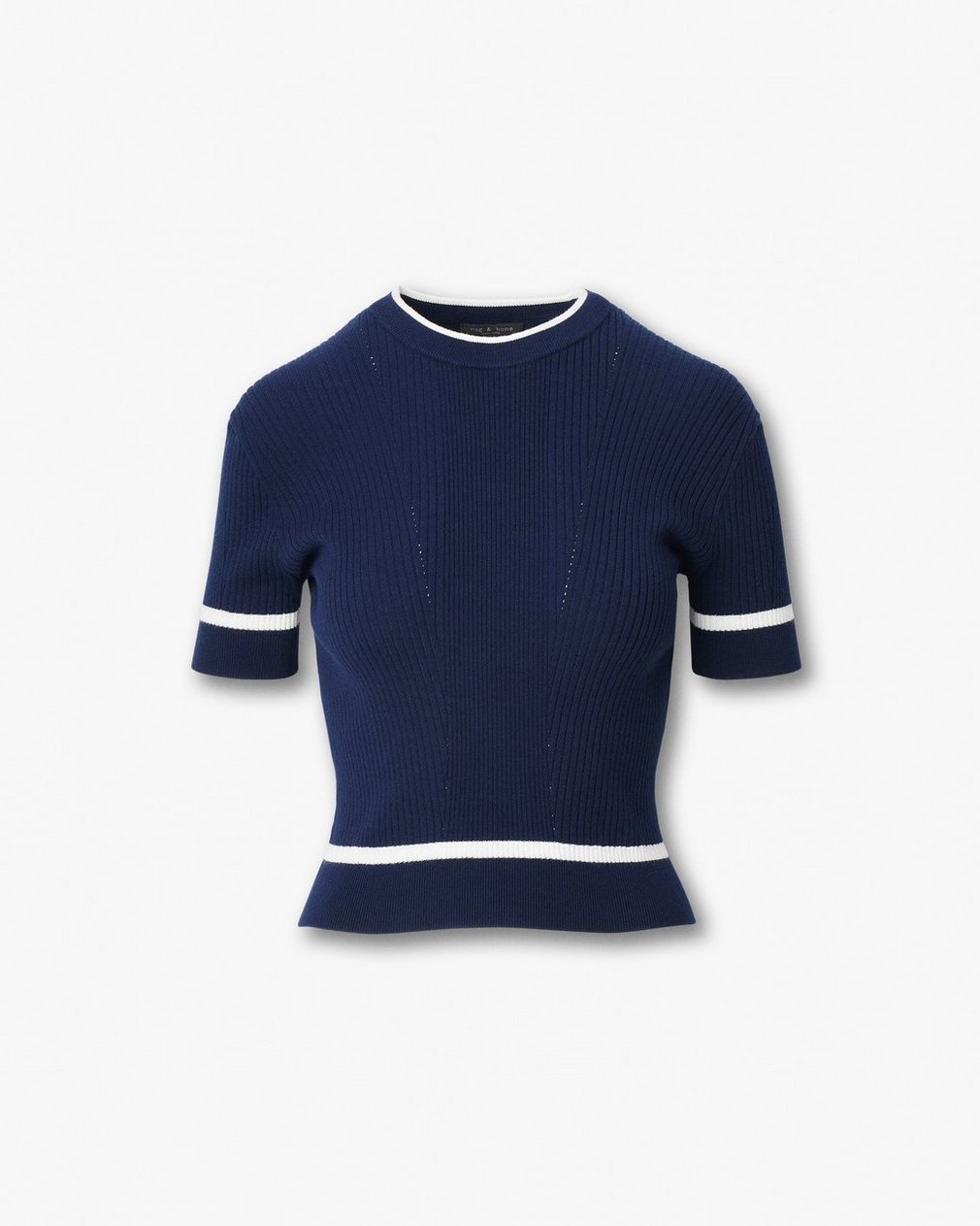 Kassy Ribbed Short-Sleeve Sweater Navy - Image 2