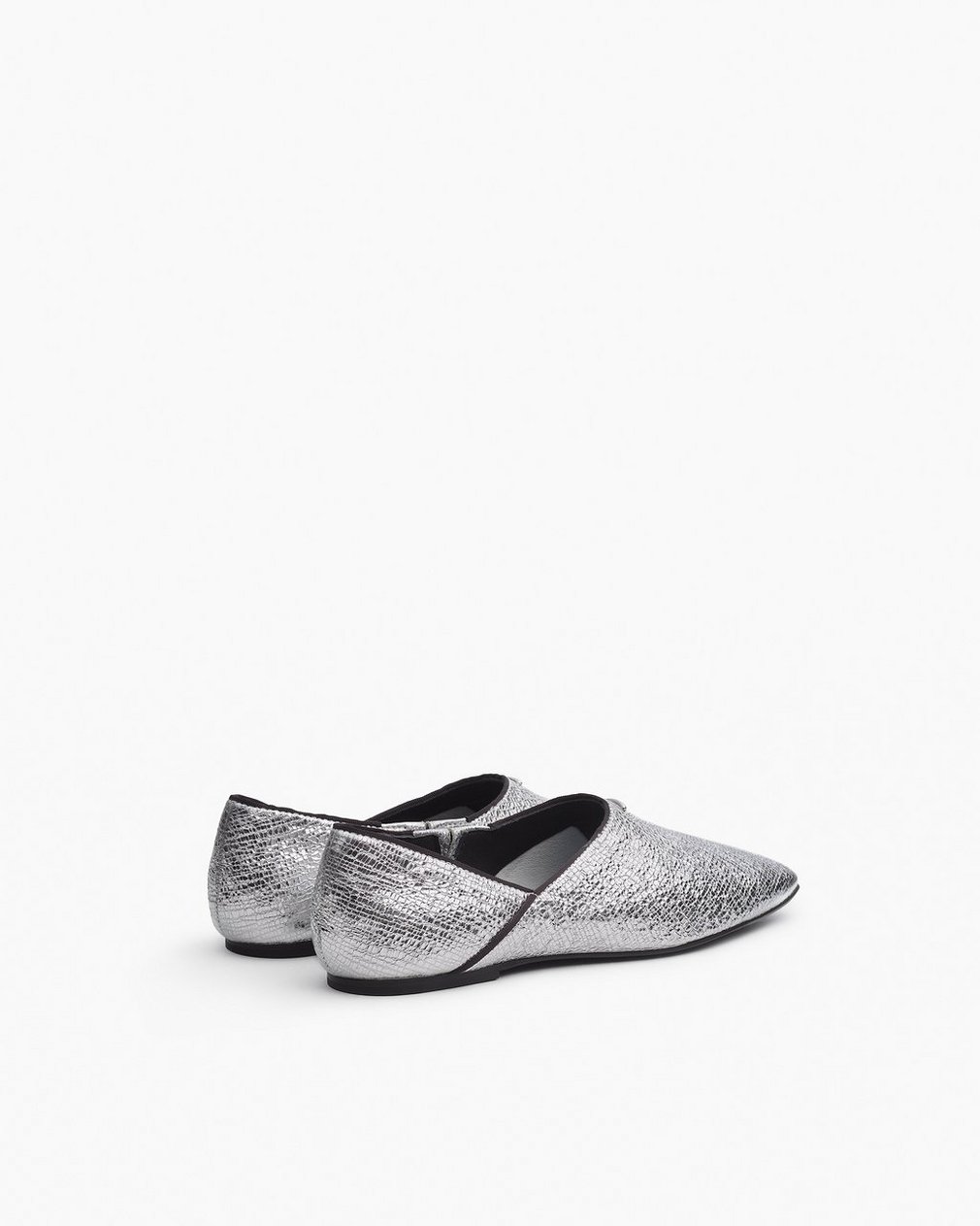 Sadie Leather Flats Silver - Image 4
