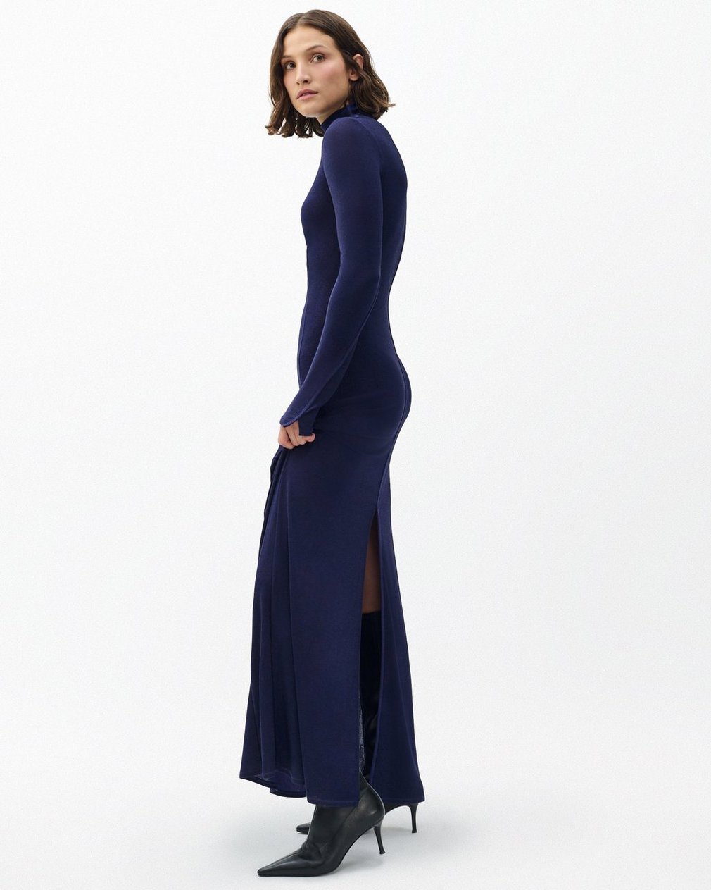 Elsa Metallic Maxi Dress Dark Blue - Image 3