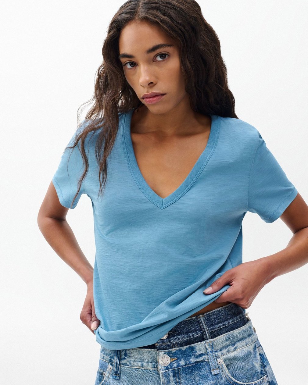 The Slub Vee Fog Blue
