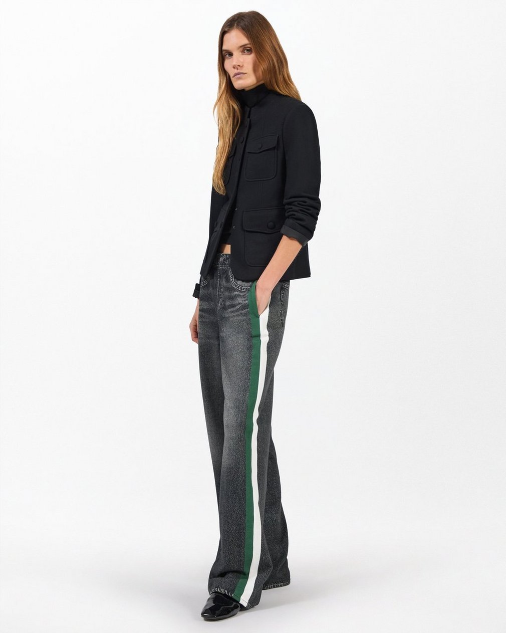 Miramar Sport Stripe Track Pants Washedblck Grn Wht Stripe