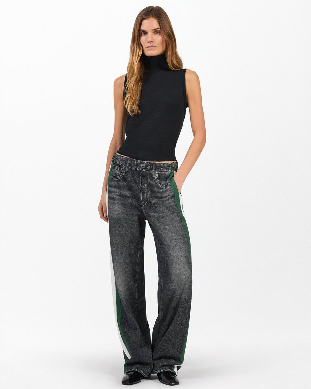 Miramar Sport Stripe Track Pants Washedblck Grn Wht Stripe - Image 2