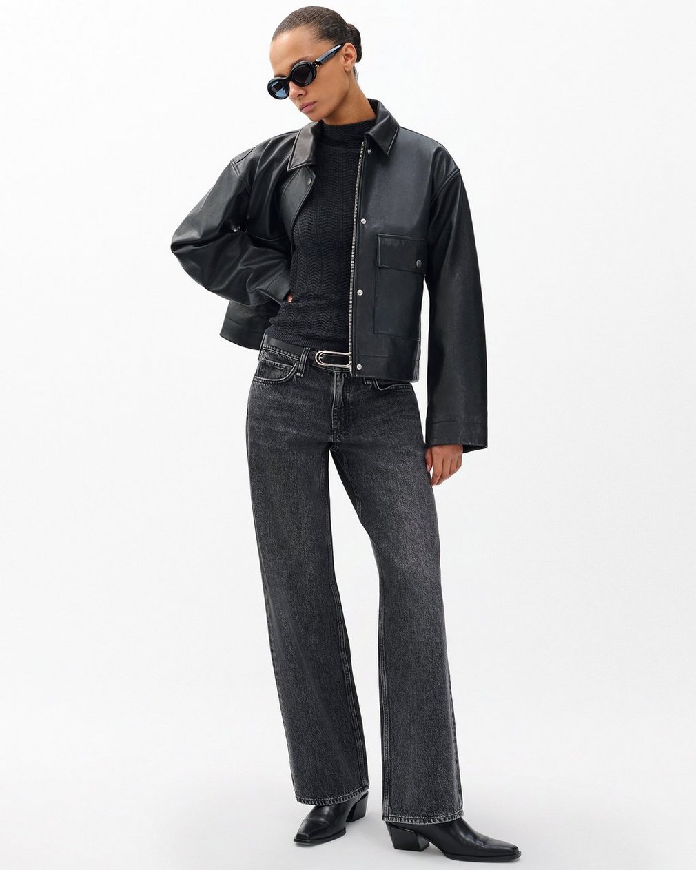 Saige Relaxed Straight Jeans Charcoal