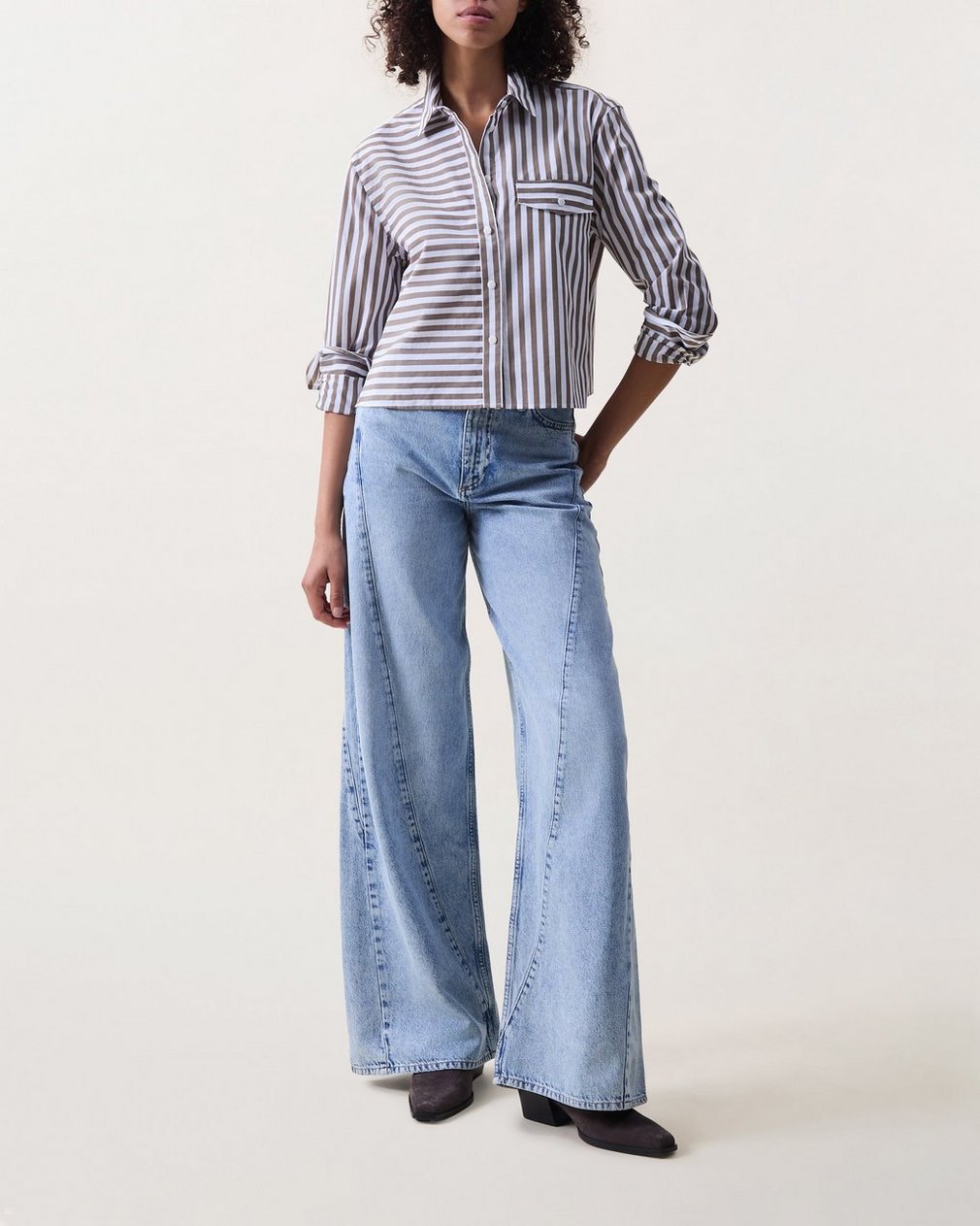 Serena Spliced Wide-Leg Jeans Oconee