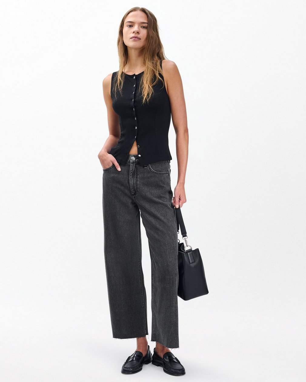 Andi Ankle Wide-Leg Jeans Raven