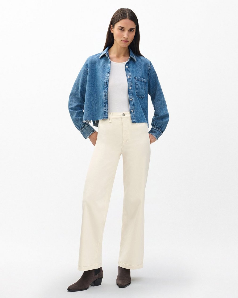 Hadley Wide-Leg Jeans Ecru