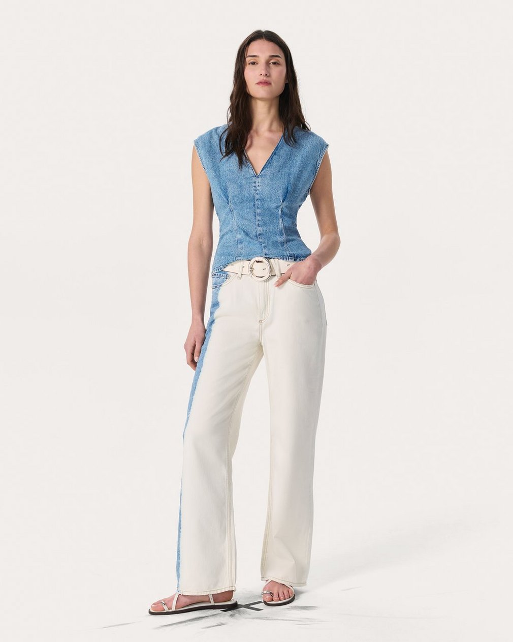 Logan Wide-Leg Jeans Bleach Stripe