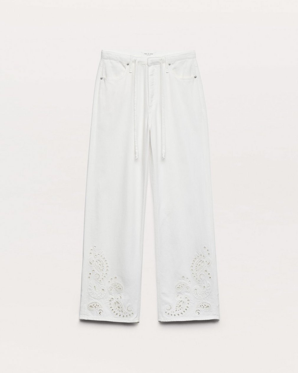 Phoebe Denim Beach Pants White Eyelet - Image 2