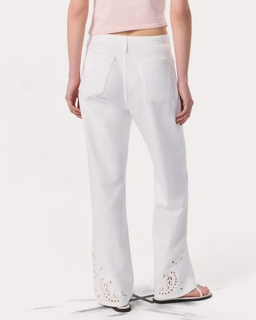Phoebe Denim Beach Pants White Eyelet - Image 6