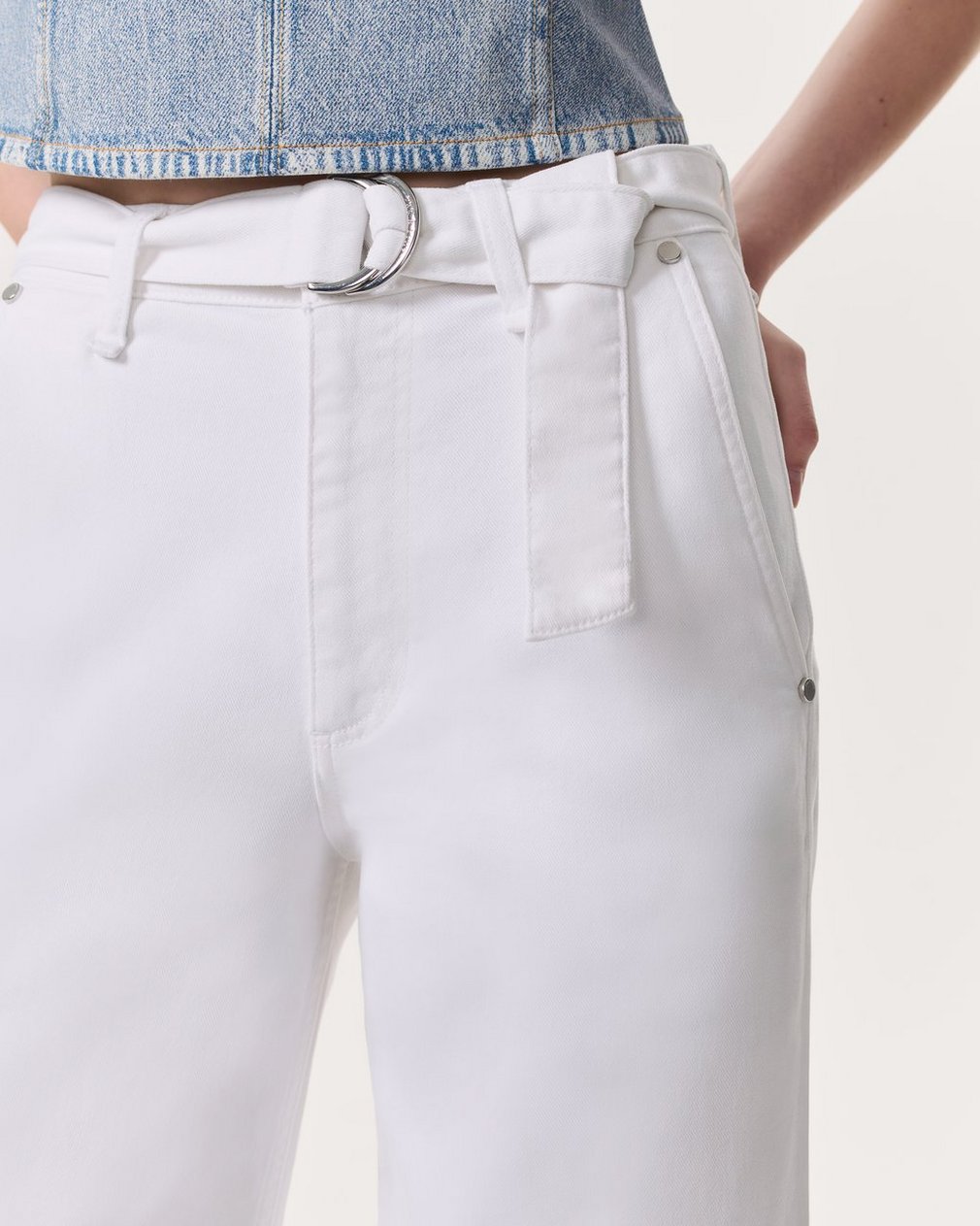 Andi Belted Ankle-Length Wide-Leg Jeans Optic White - Image 6