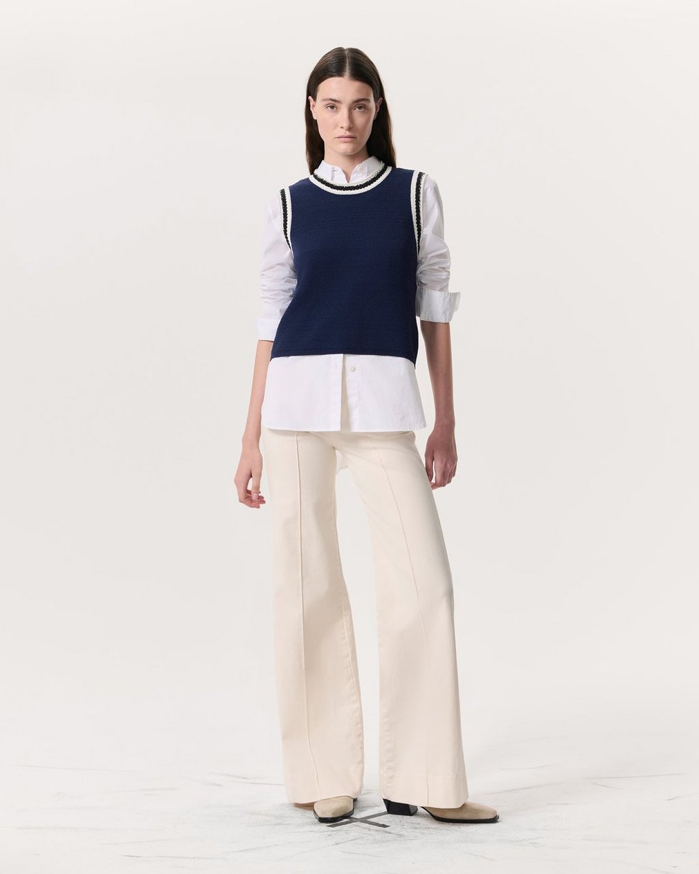 Skylar Wide-Leg Flare Jeans Ecru - Image 6