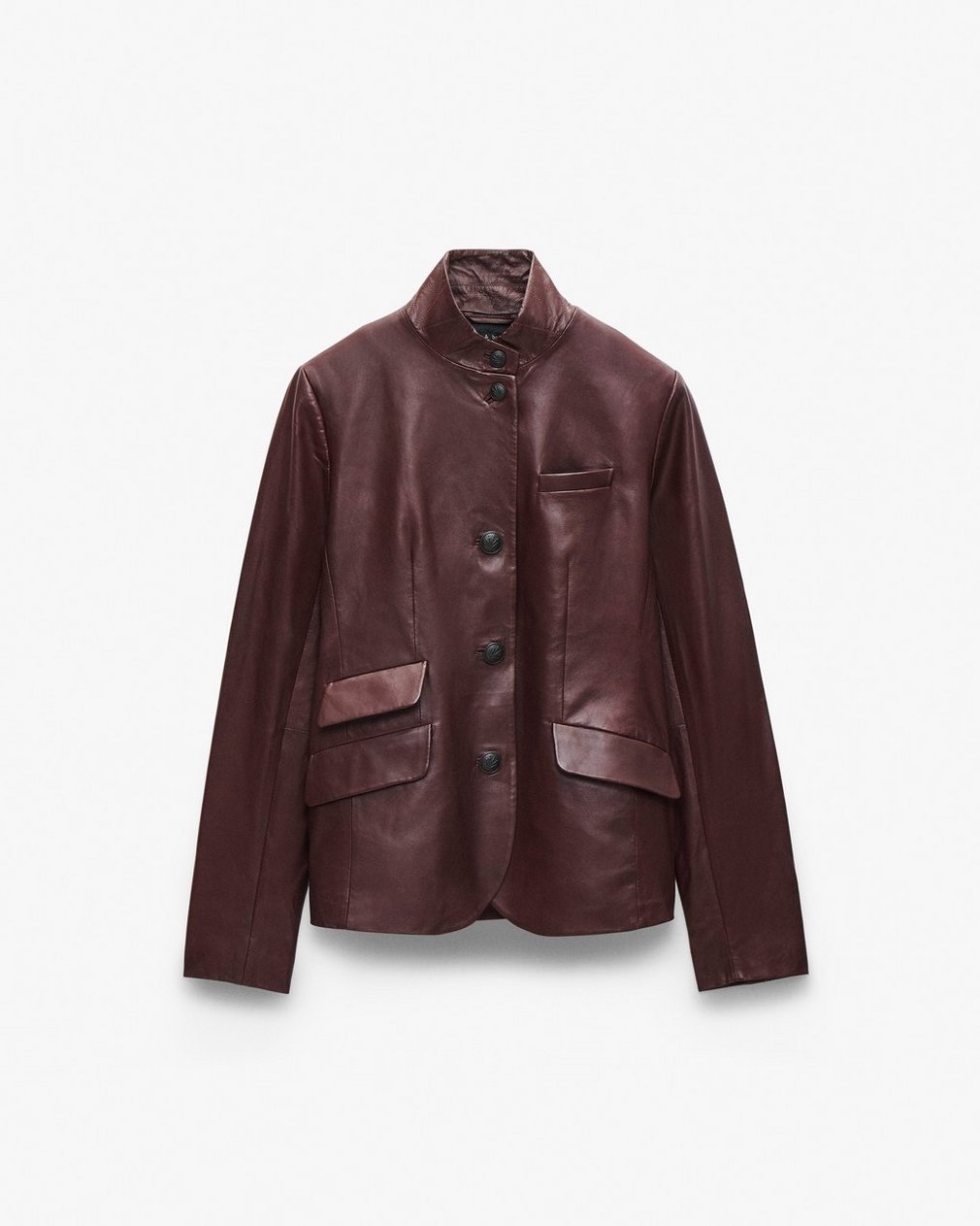 Slade Leather Blazer Burgundy - Image 2