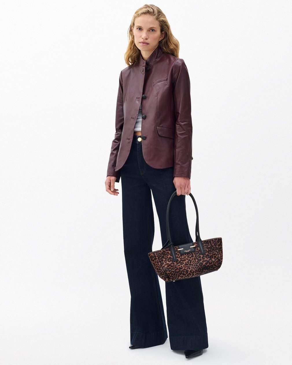 Slade Leather Blazer Burgundy - Image 3