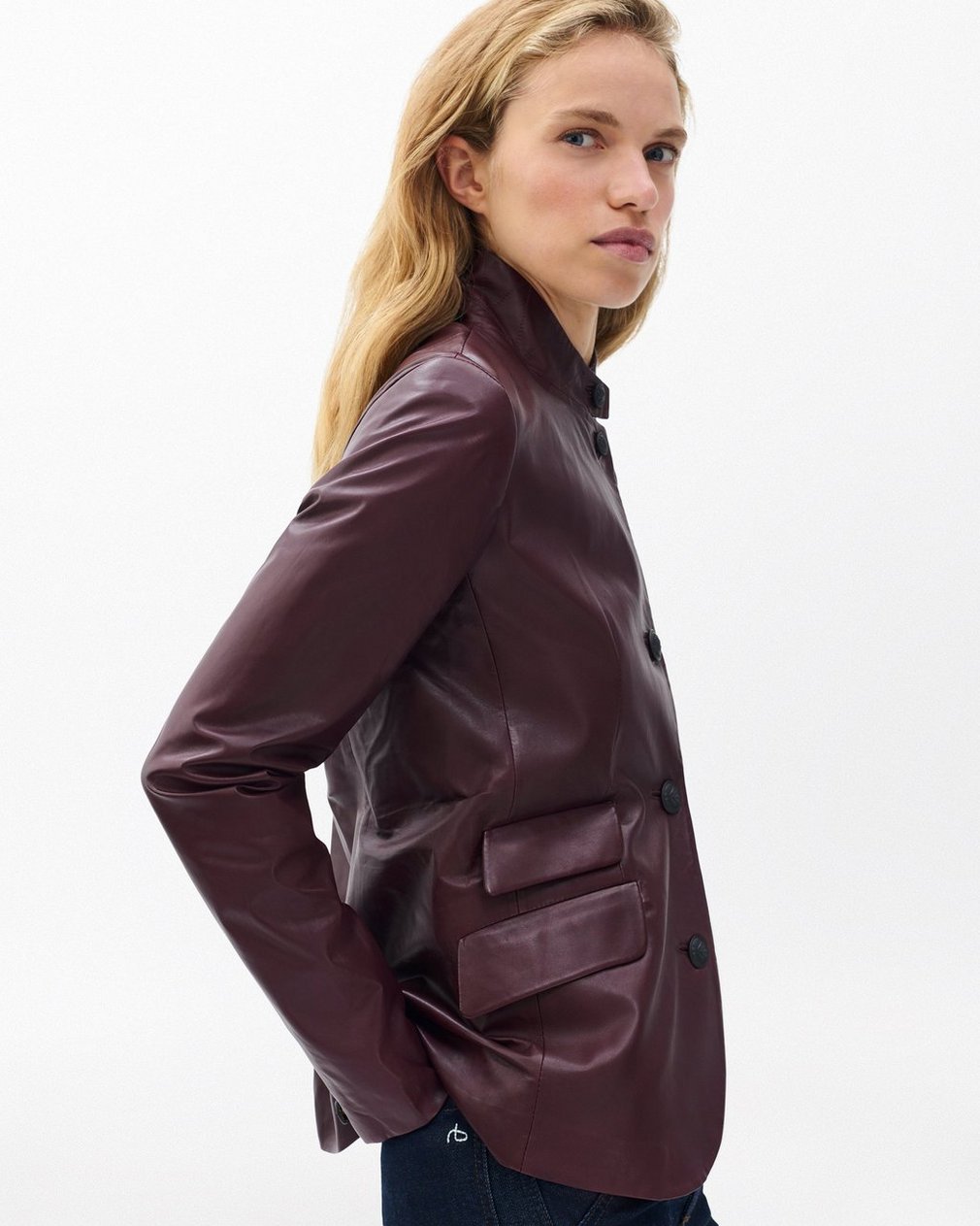 Slade Leather Blazer Burgundy - Image 5