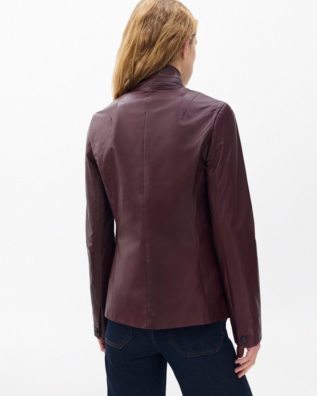 Slade Leather Blazer Burgundy - Image 6