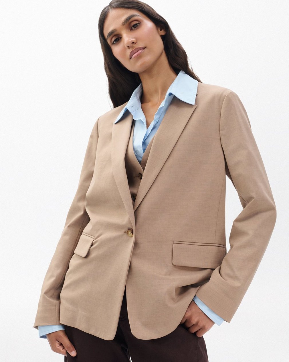 Jennifer Two-in-One Blazer Heathered Camel - Image 5