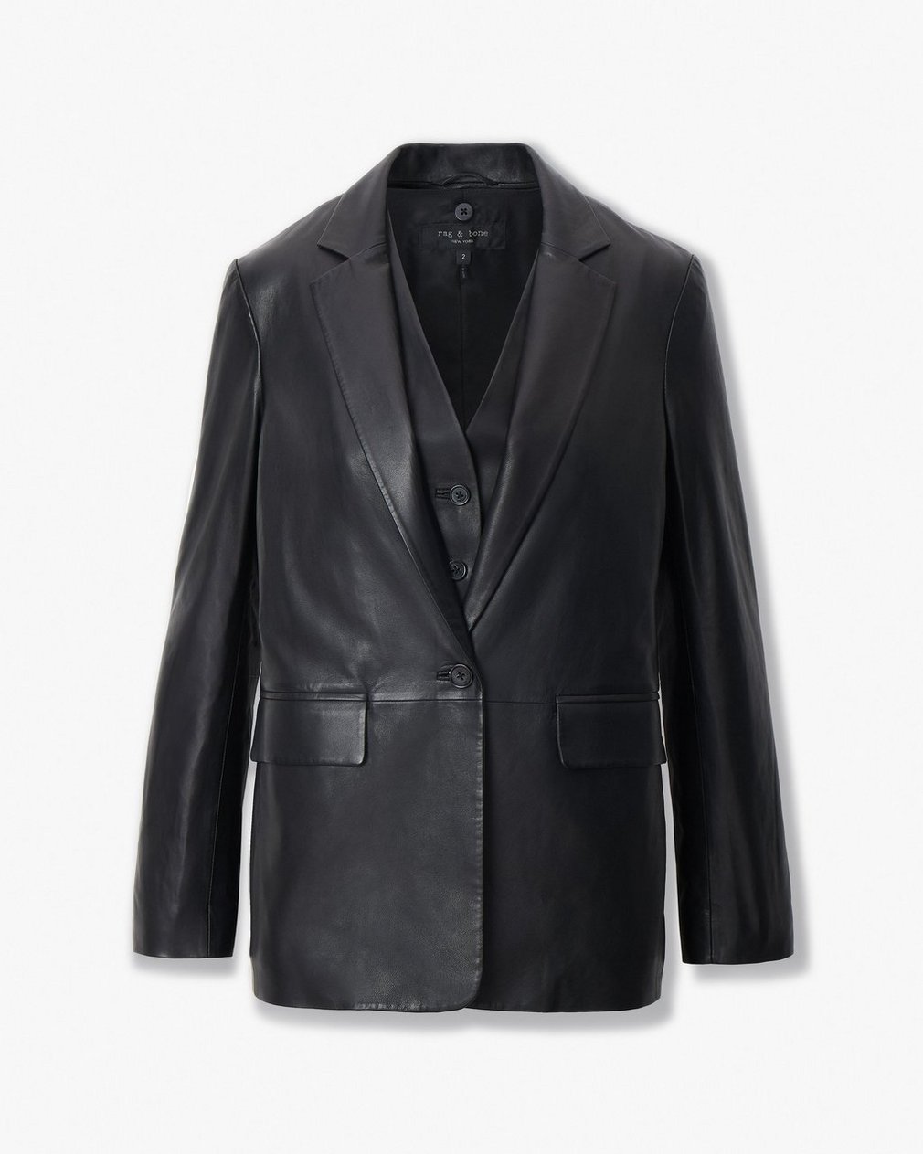 Jennifer Leather Two-in-One Blazer Black - Image 2