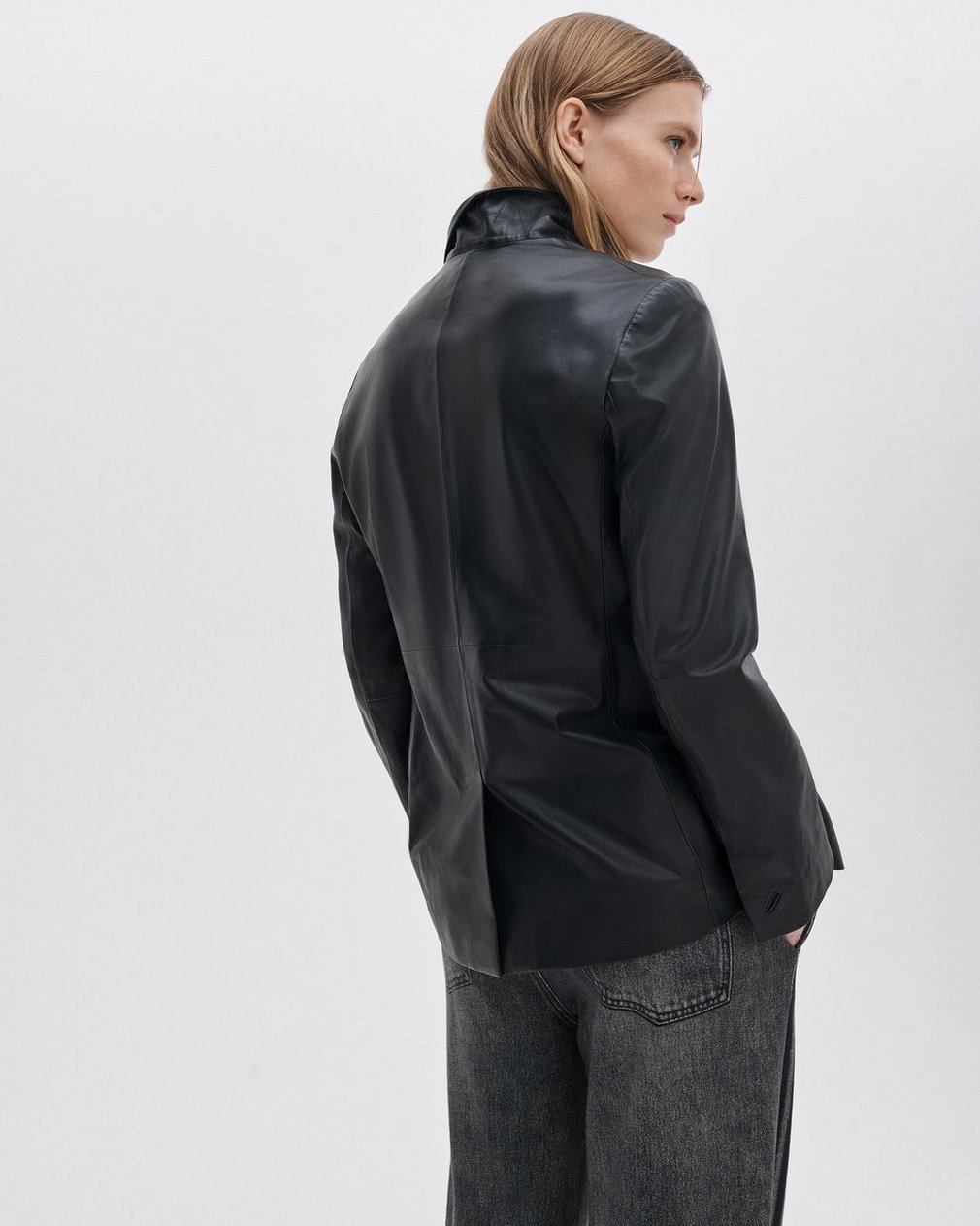Jennifer Leather Two-in-One Blazer Black - Image 6
