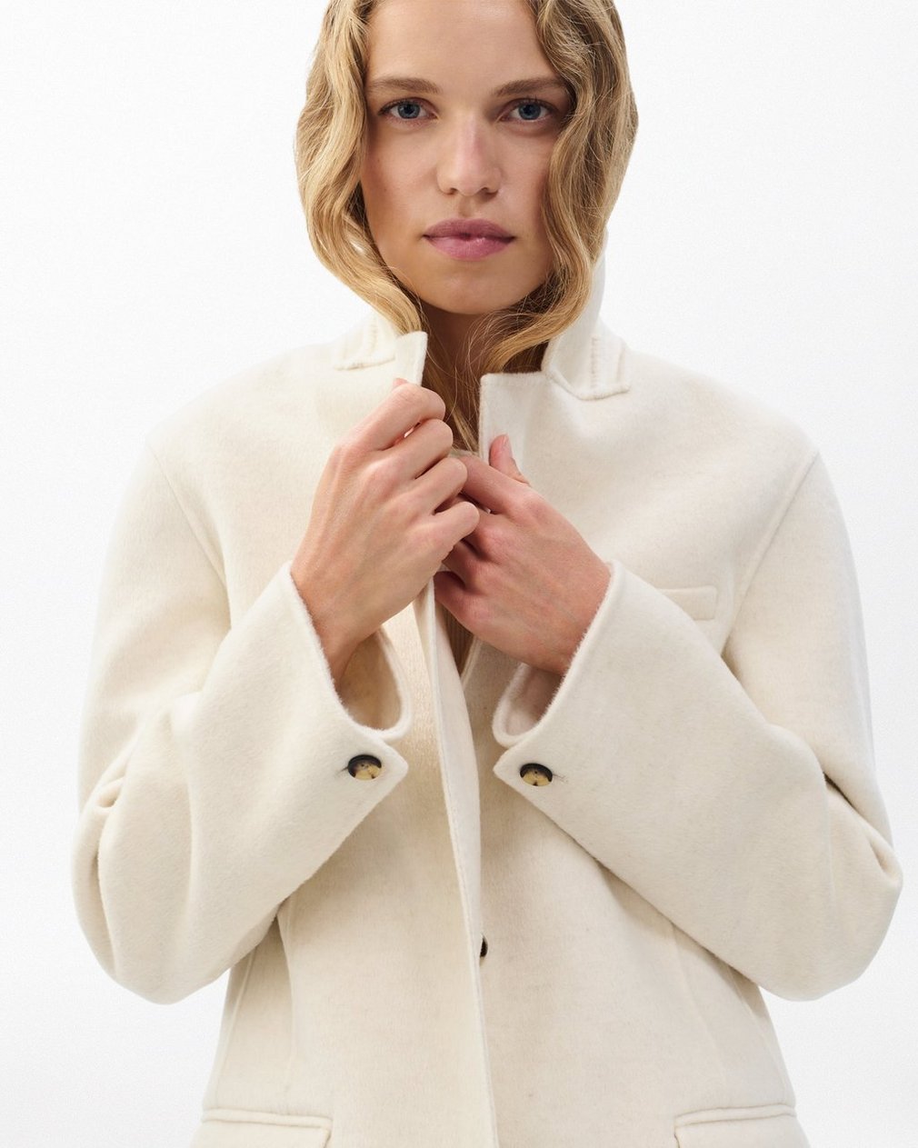 Zoe Double-Face Wool Blazer Ivory - Image 5
