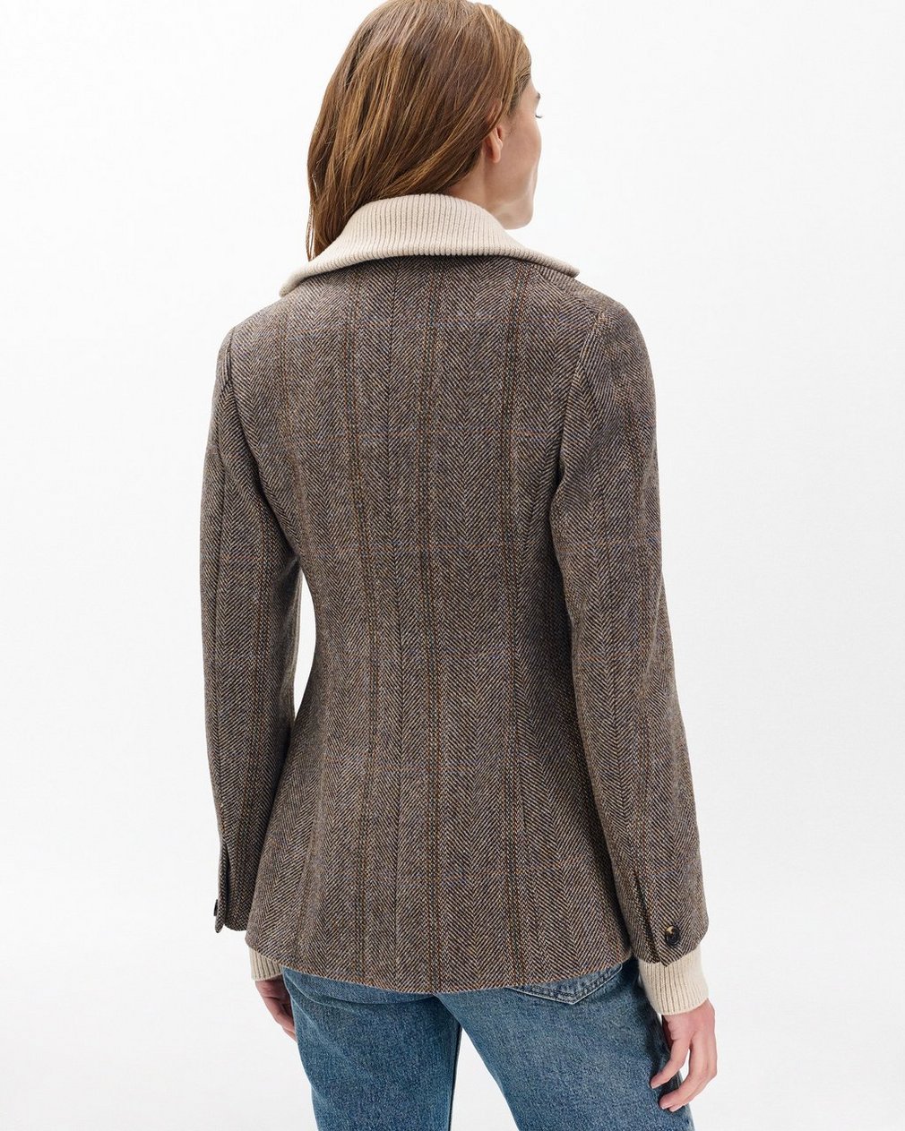 Frank Mixed-Media Plaid Blazer Brown Multi - Image 7