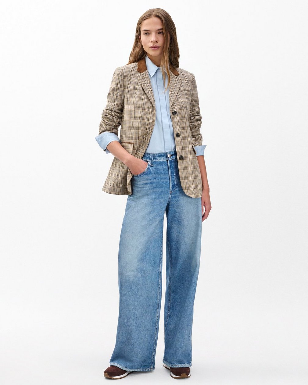Evia Plaid Blazer Tan Multi - Image 3