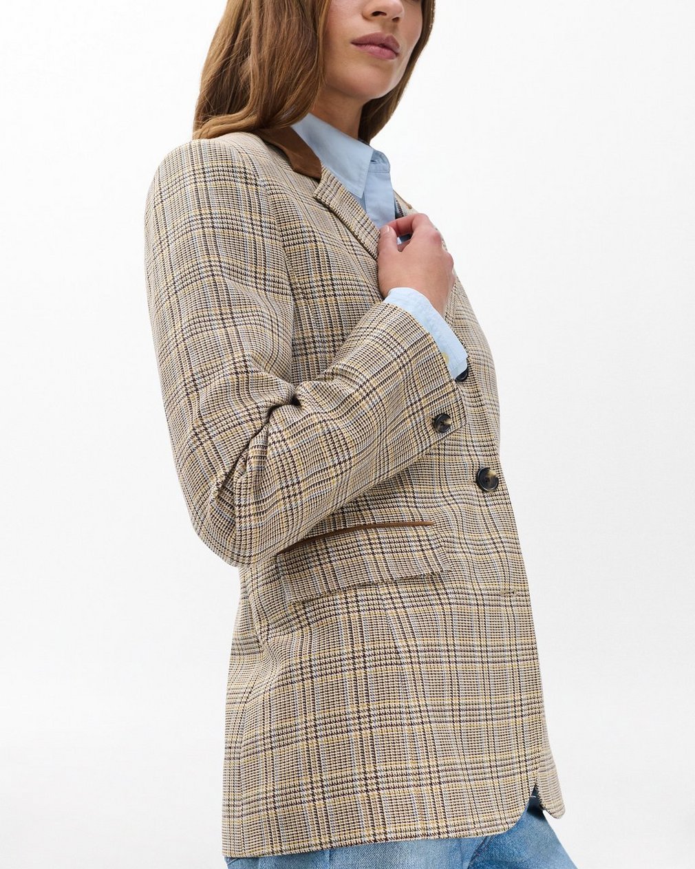 Evia Plaid Blazer Tan Multi - Image 5