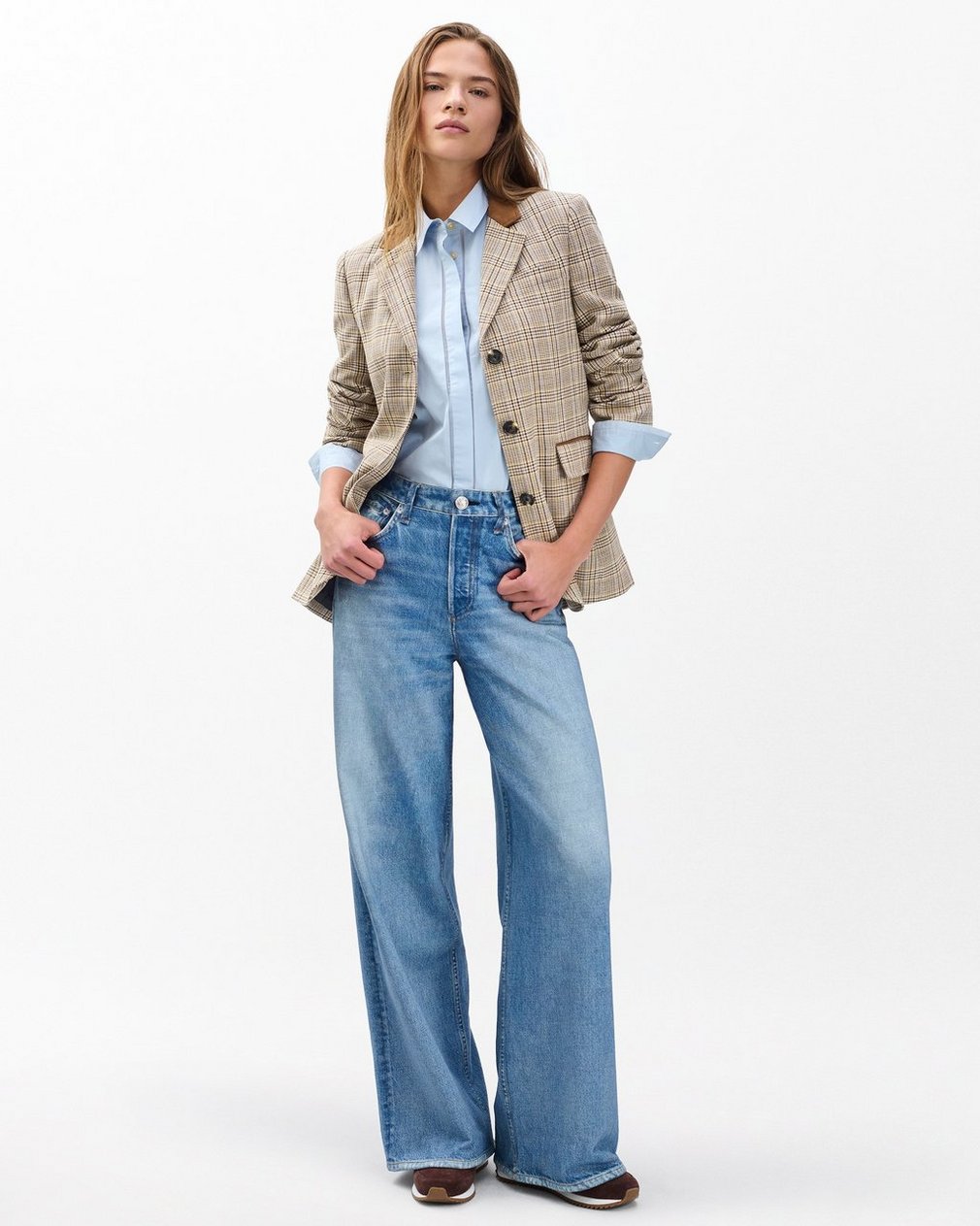 Evia Plaid Blazer Tan Multi - Image 7