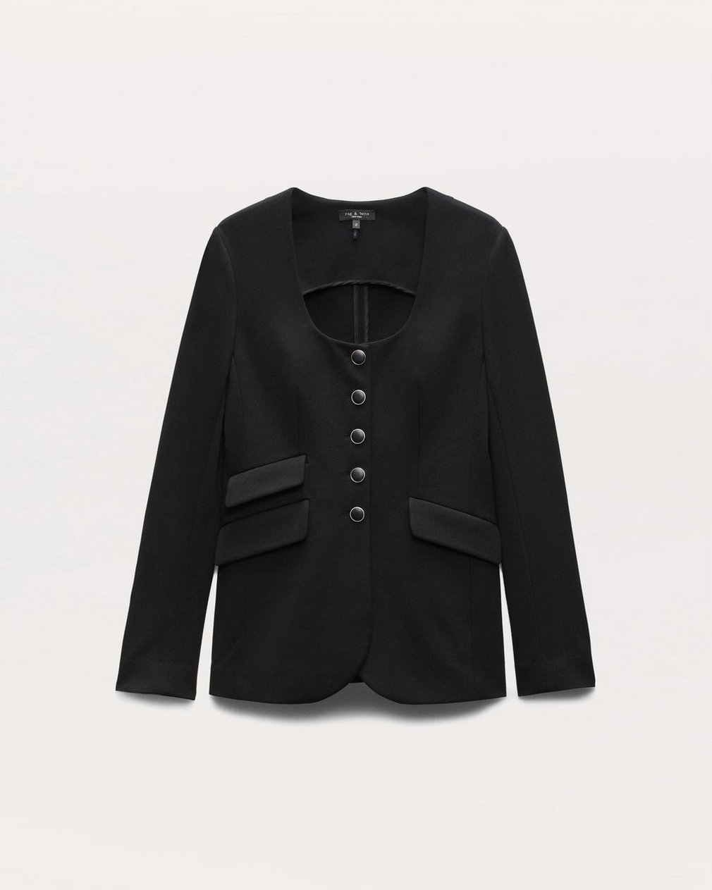 Roslyn Scoop-Neck Blazer Black - Image 2