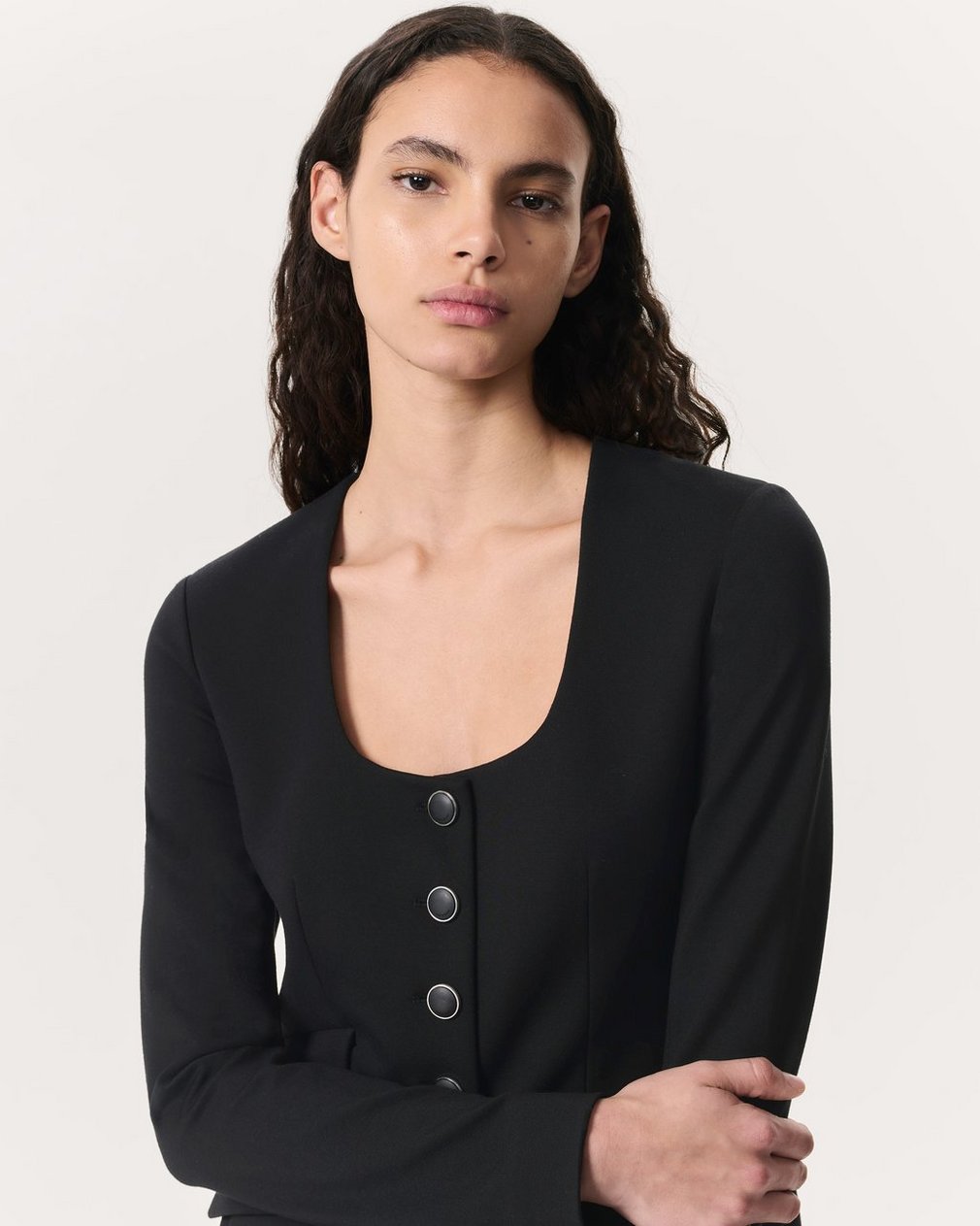 Roslyn Scoop-Neck Blazer Black - Image 3