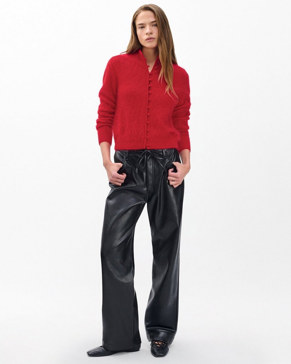 Jada Brushed Cashmere Cardigan Red - Image 3