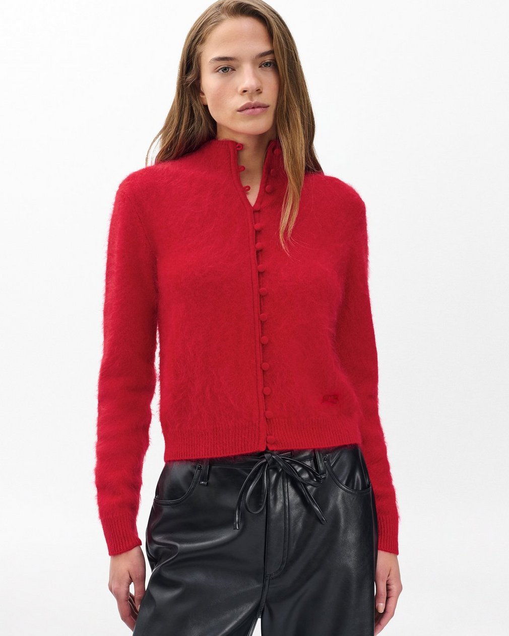 Jada Brushed Cashmere Cardigan Red - Image 4