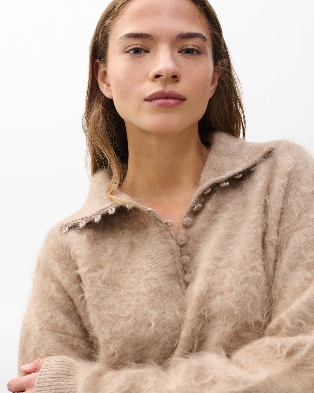 Jada Brushed Cashmere Sweater Mink - Image 5