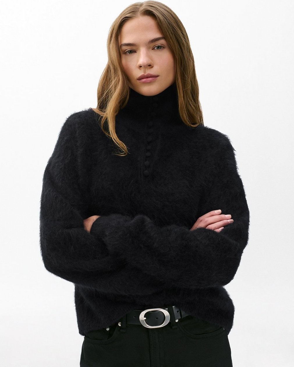 Jada Brushed Cashmere Sweater Black