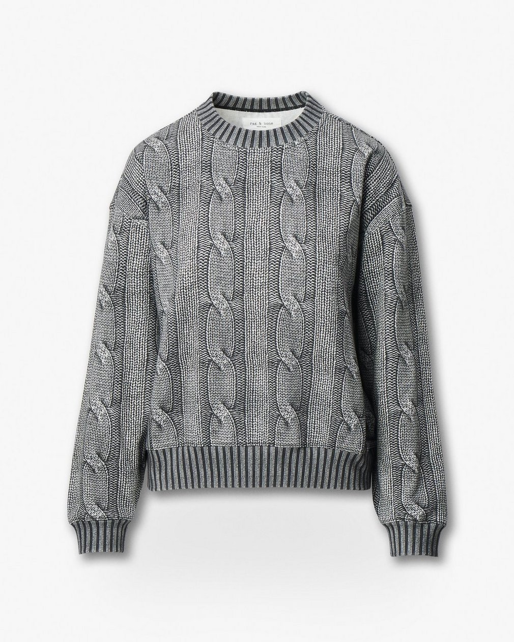 Miramar Cable-Effect Sweatshirt Washed Black - Image 2