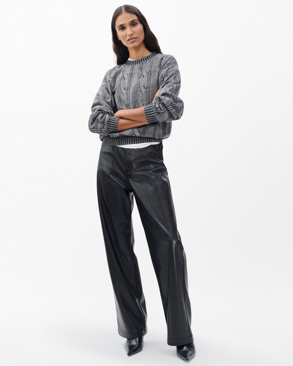 Miramar Cable-Effect Sweatshirt Washed Black - Image 3