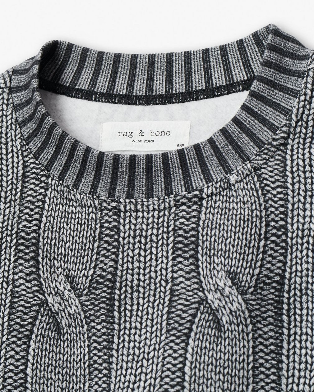 Miramar Cable-Effect Sweatshirt Washed Black - Image 7
