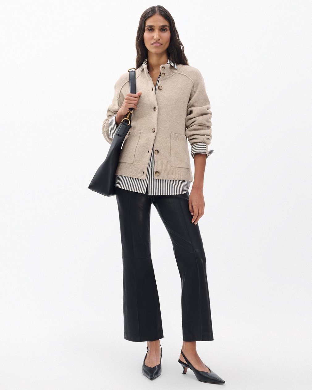 Bridget Mockneck Cardigan Taupe - Image 2