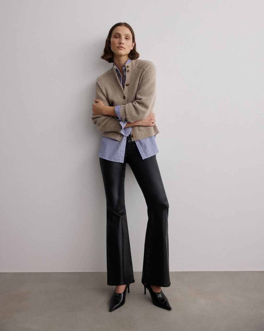 Bridget Mockneck Cardigan Taupe - Image 6
