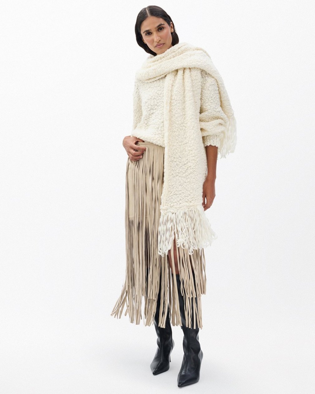 Luisa Scarf Sweater Ivory - Image 3