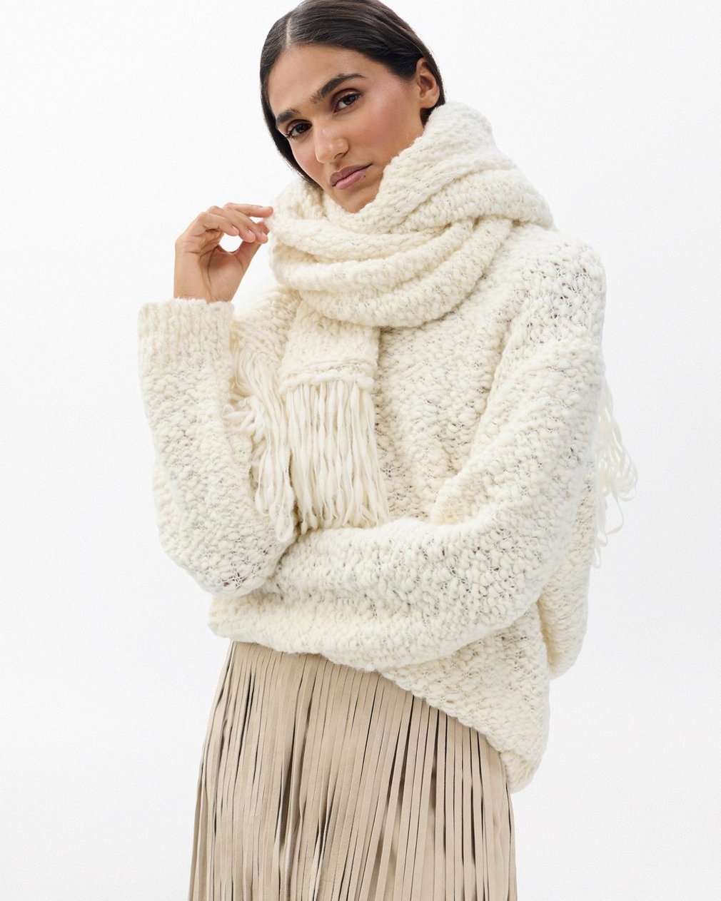 Luisa Scarf Sweater Ivory - Image 5
