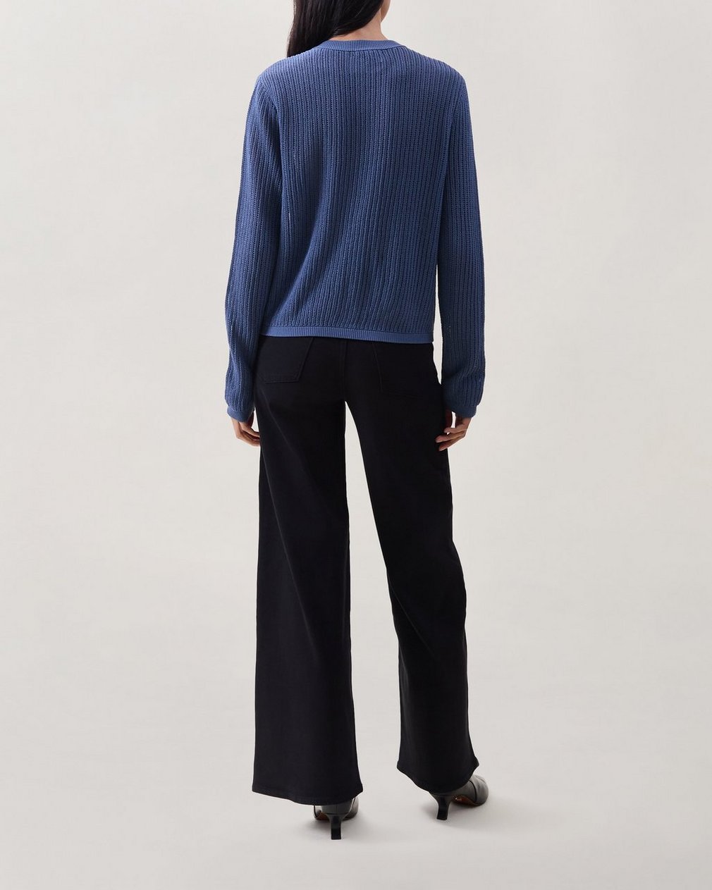 Vivi Open-Knit Cardigan Worn Indigo - Image 2