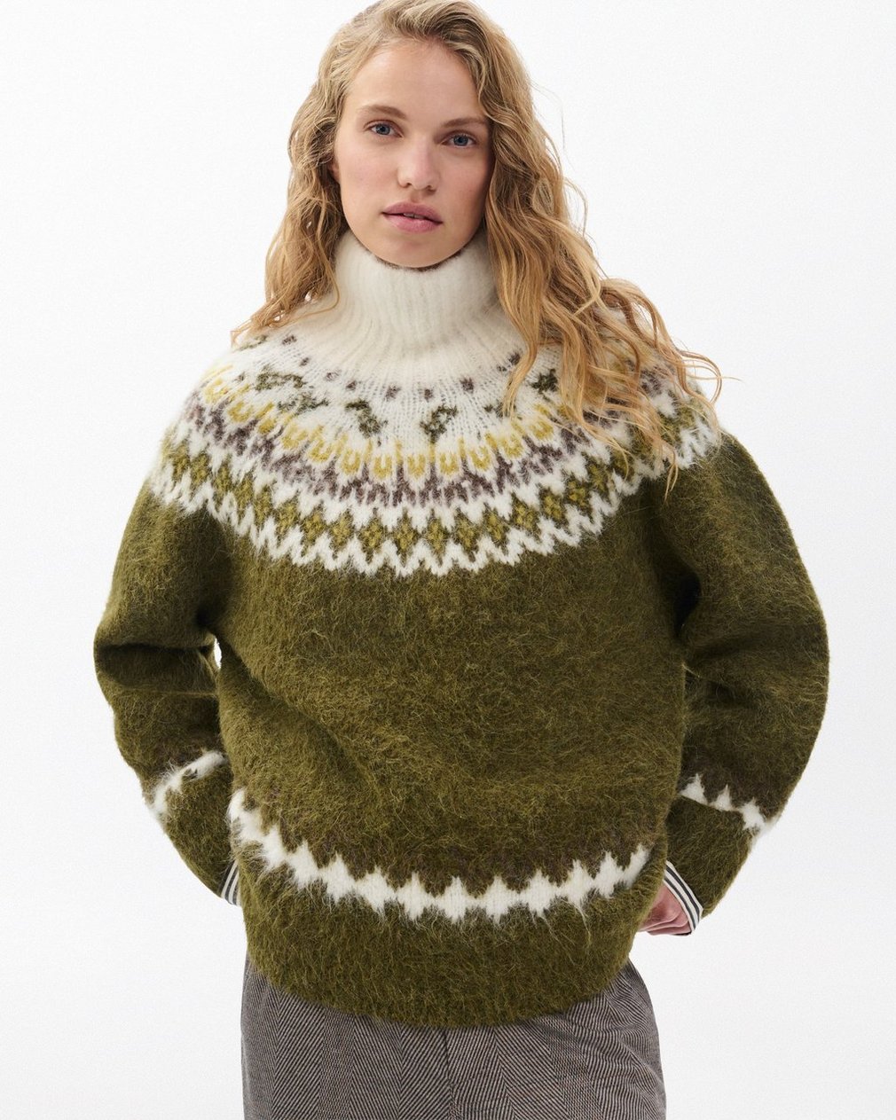Beth Fair Isle Turtleneck Sweater Army Multi