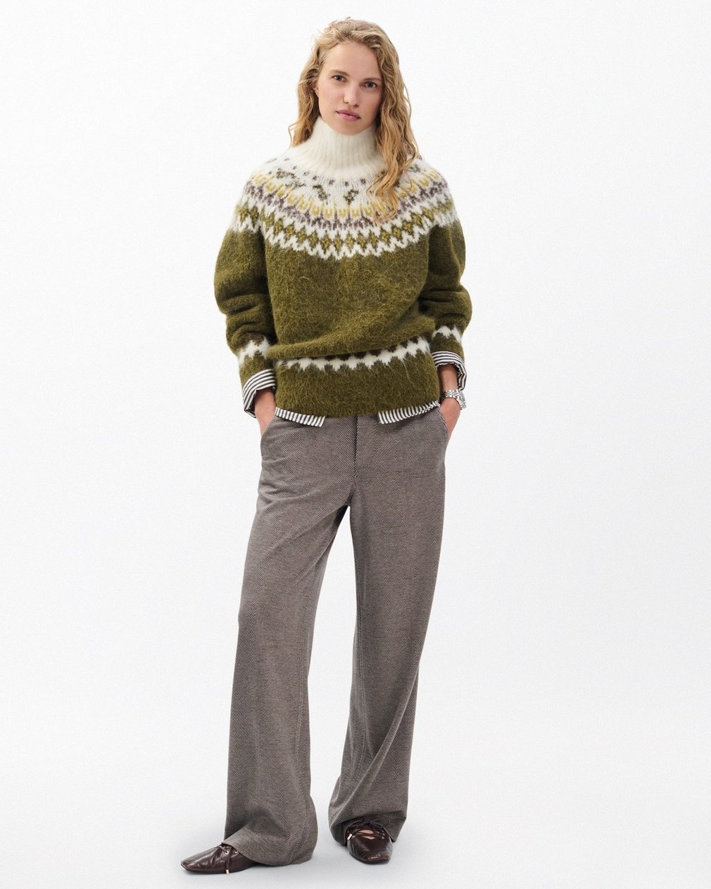 Beth Fair Isle Turtleneck Sweater Army Multi - Image 2
