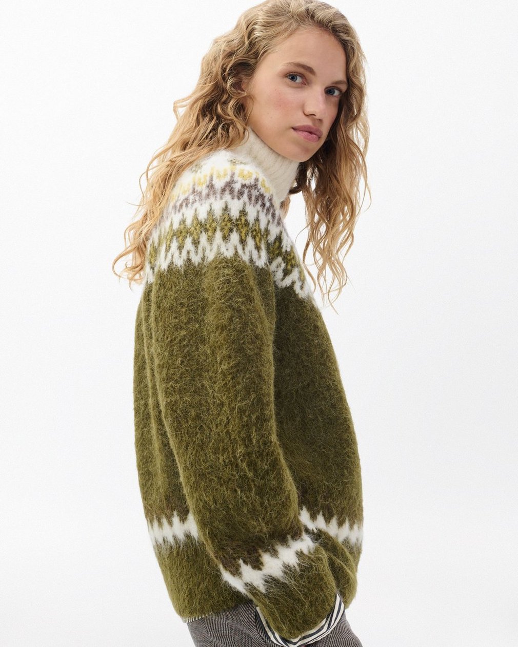 Beth Fair Isle Turtleneck Sweater Army Multi - Image 3